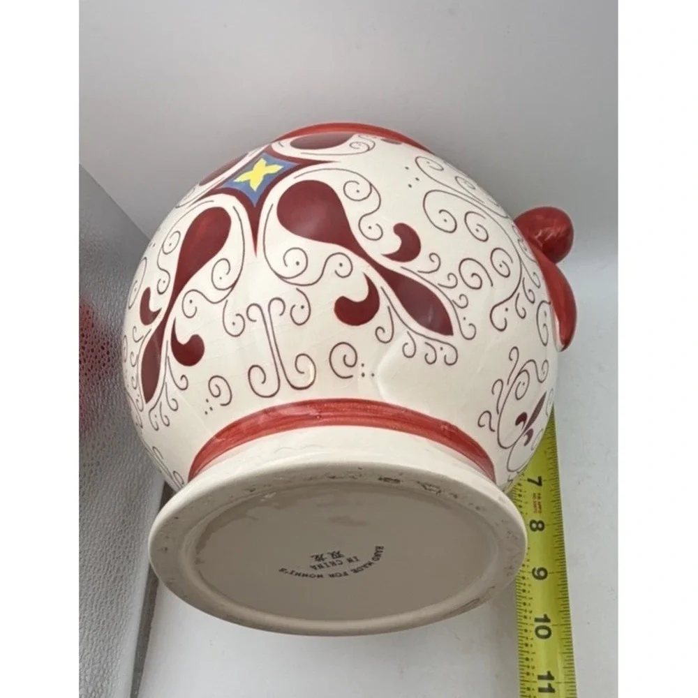 Vintage Nonni's Hand Painted Ceramic Lidded Ginger Jar Canister Tuscan 10